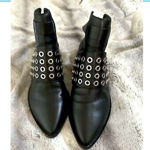 ALL SAINTS Bk Leather Yannis Open Back Ankle Boots Whimsygoth pirate women’s 5 - Picture 6 of 9